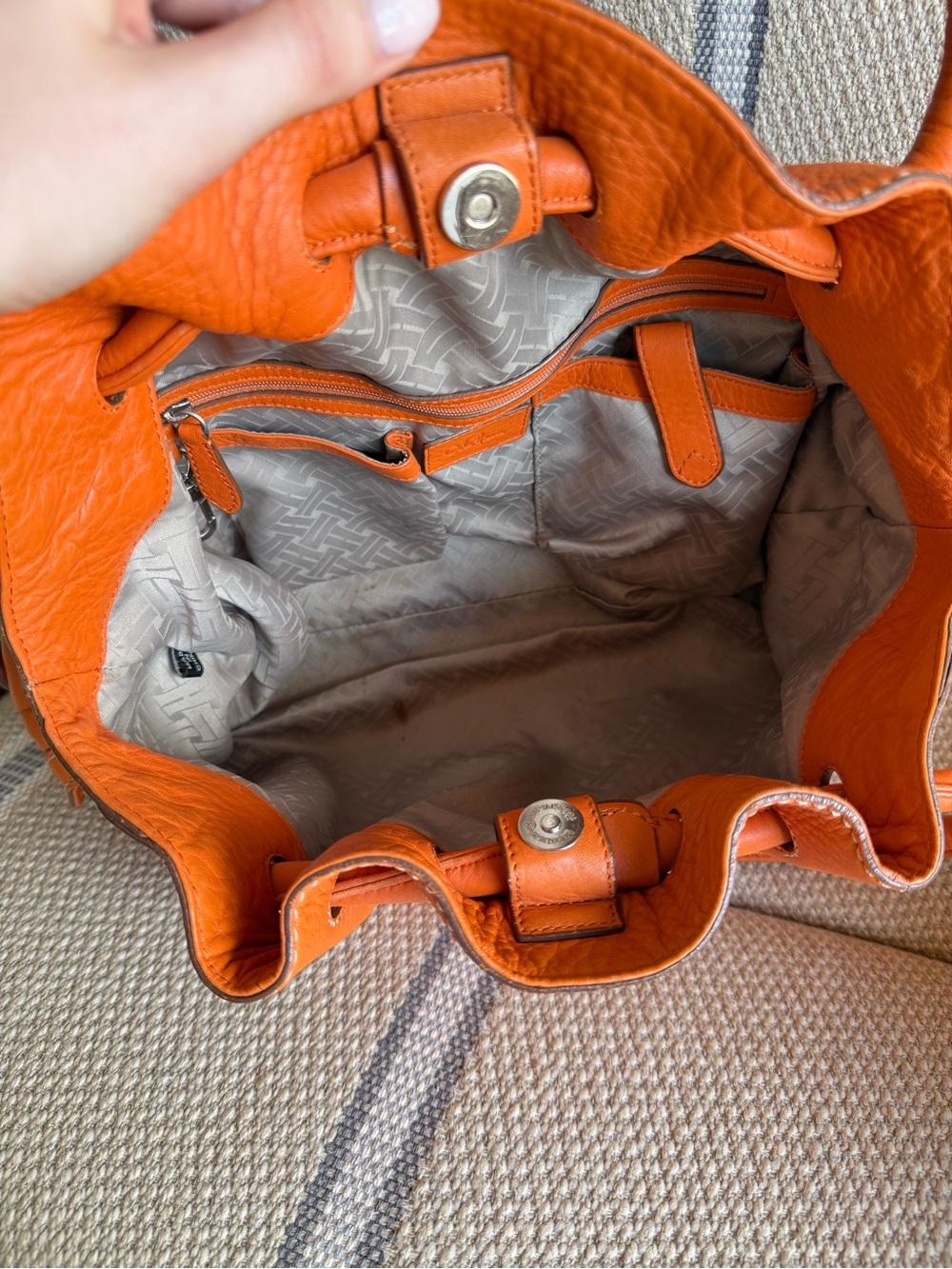 Cole Haan Orange Pebbled Leather Shoulder Bag - Picture 6 of 9